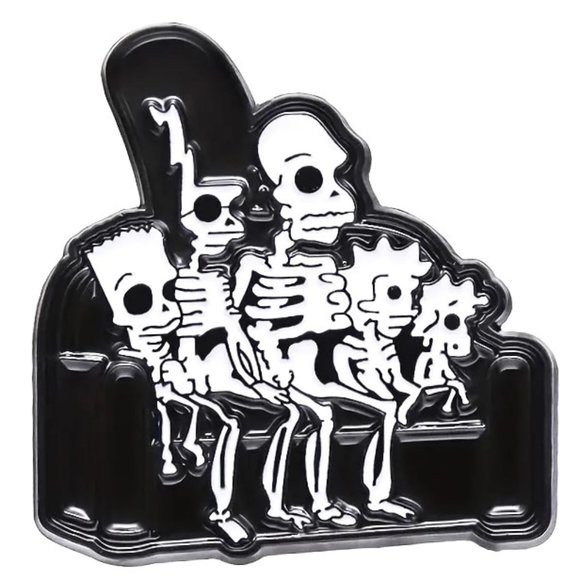 The Simpsons Pin Skeleton X Ray Enamel Tv Cartoon Black Metal Brooch Funny NEW - Picture 1 of 5